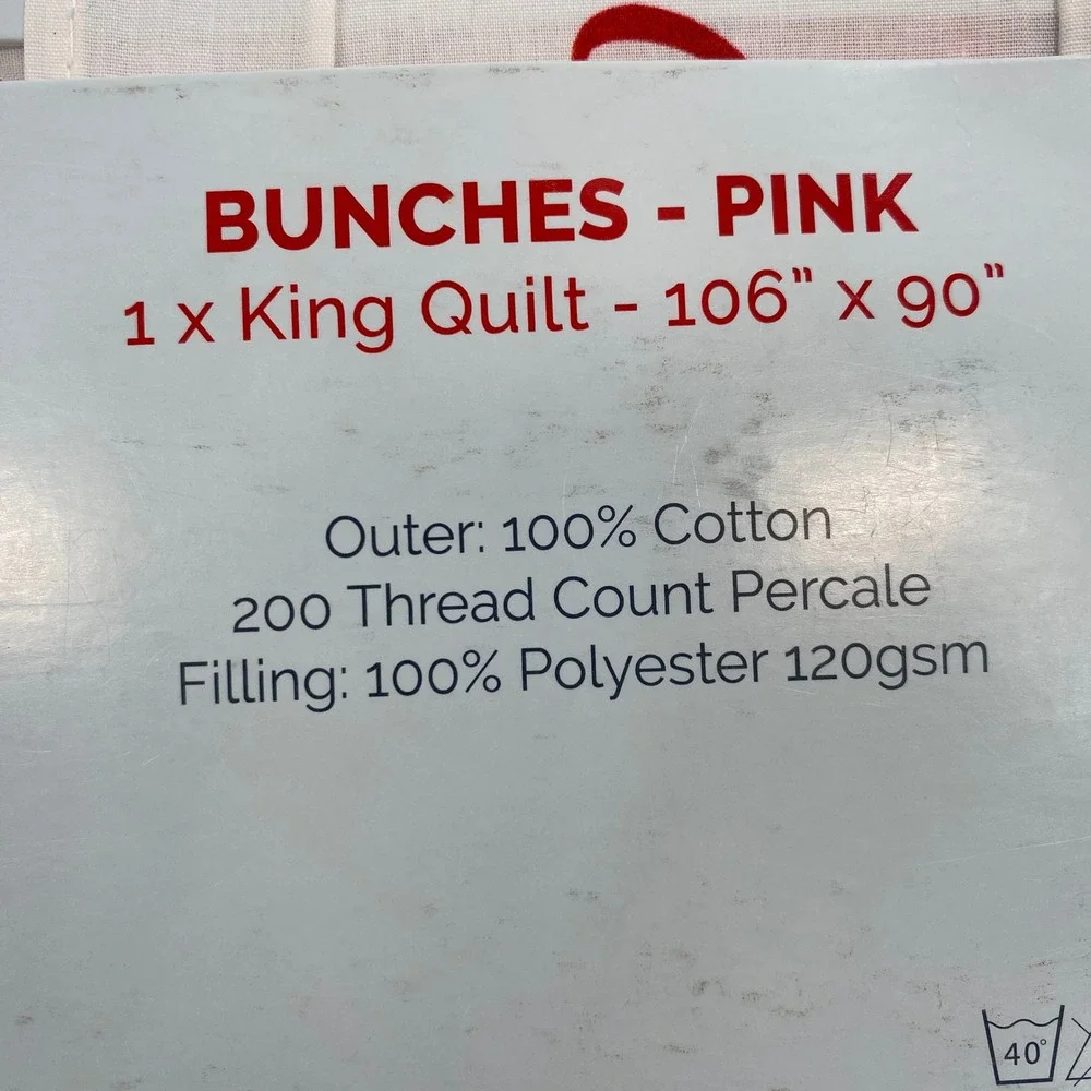 Cath Kidston Bunches Pink King Quilt White Floral Polka Dot Cotton Bedspread